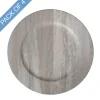 Faux Wood Look Charger Plate Pack 4 Grey (33cmD)