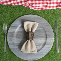 Faux Wood Look Charger Plate Pack 4 Grey (33cmD)