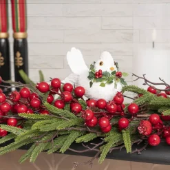 Festive Bird Clips w Wreath Pack 3 White (11.5x6.5x7cmH)