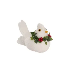 Festive Bird Clips w Wreath Pack 3 White (11.5x6.5x7cmH)