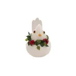 Festive Bird Clips w Wreath Pack 3 White (11.5x6.5x7cmH)