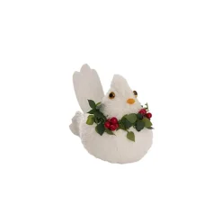 Festive Bird Clips w Wreath Pack 3 White (11.5x6.5x7cmH)