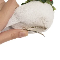 Festive Bird Clips w Wreath Pack 3 White (11.5x6.5x7cmH)
