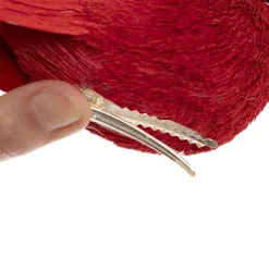 Festive Bird Clips w Wreath Pack 3 Red (11.5x6.5x7cmH)