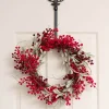 Festive Flocked Berry Wreath Dark Red (12x45cmD)