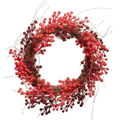 Festive Flocked Berry Wreath Dark Red (12x45cmD)