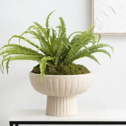 Fibreglass Compote Planter Matte Nude (39cmDx25cmH)