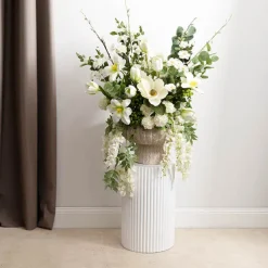 Fibreglass Compote Planter Limestone Nude (39cmDx25cmH)