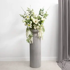 Fibreglass Compote Planter Limestone Nude (39cmDx25cmH)