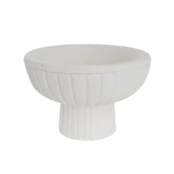 Fibreglass Compote Planter Limestone White (39cmDx25cmH)