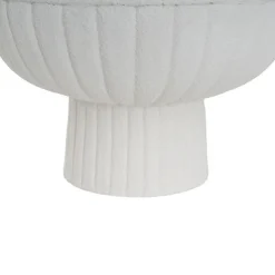 Fibreglass Compote Planter Limestone White (39cmDx25cmH)