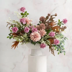 Fibreglass Compote Planter Limestone White (39cmDx25cmH)