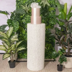 Fibreglass Fluted Round Plinth Dotted Cream (40x100cmH)