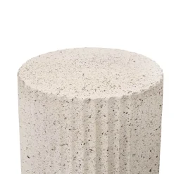 Fibreglass Fluted Round Plinth Dotted Cream (40x100cmH)