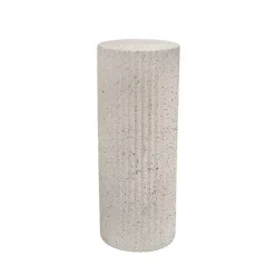 Fibreglass Fluted Round Plinth Dotted Cream (40x70cmH)