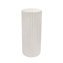 Fibreglass Fluted Round Plinth Limestone White (40x70cmH)