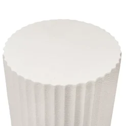 Fibreglass Fluted Round Plinth Limestone White (40x70cmH)