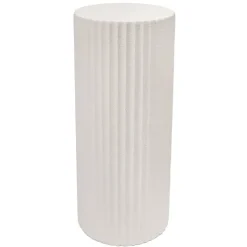 Fibreglass Fluted Round Plinth Limestone White (40x100cmH)