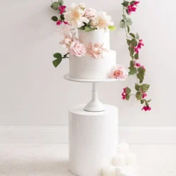 Fibreglass Plinth Round Gloss White (33cmDx41cmH)