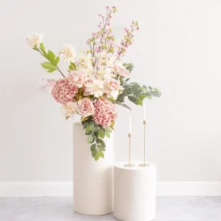 Fibreglass Plinth Round Limestone White (33cmDx71cmH)