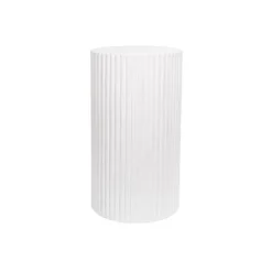 Fibreglass Ripple Plinth Round Matte White (32cmDx50cmH)