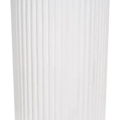 Fibreglass Ripple Plinth Round Matte White (32cmDx50cmH)