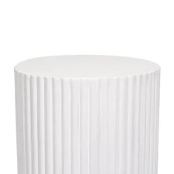 Fibreglass Ripple Plinth Round Matte White (32cmDx50cmH)