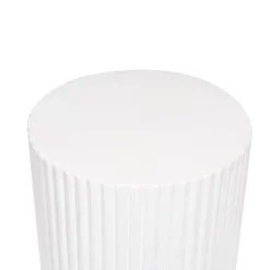 Fibreglass Ripple Plinth Round Matte White (32cmDx50cmH)