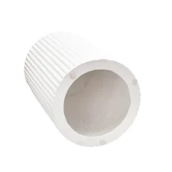 Fibreglass Ripple Plinth Round Matte White (32cmDx50cmH)