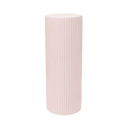 Fibreglass Ripple Plinth Round Matte Baby Pink (33cmDx71cmH)