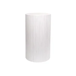 Fibreglass Ripple Plinth Round Gloss White (32cmDx50cmH)