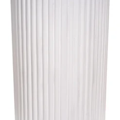 Fibreglass Ripple Plinth Round Gloss White (32cmDx50cmH)