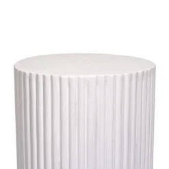 Fibreglass Ripple Plinth Round Gloss White (32cmDx50cmH)