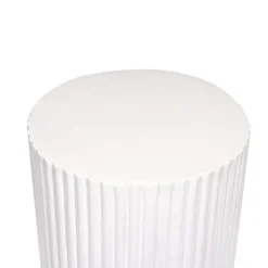 Fibreglass Ripple Plinth Round Gloss White (32cmDx50cmH)