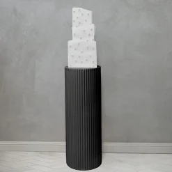 Fibreglass Ripple Plinth Round Matte Black (33cmDx91cmH)