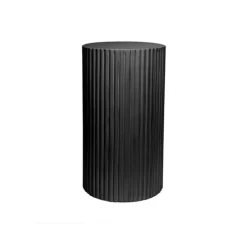 Fibreglass Ripple Plinth Round Matte Black (32cmDx50cmH)