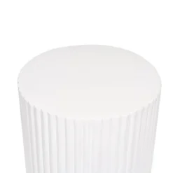 Fibreglass Ripple Plinth Round Matte White (33cmDx71cmH)