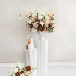 Fibreglass Ripple Plinth Round Matte White (33cmDx91cmH)