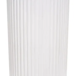 Fibreglass Ripple Plinth Round Matte White (33cmDx91cmH)