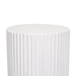Fibreglass Ripple Plinth Round Matte White (33cmDx91cmH)