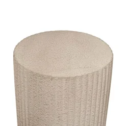 Fibreglass Ripple Plinth Round Limestone Nude (33cmDx71cmH)