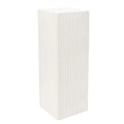 Fibreglass Square Ripple Plinth Gloss White (33x33x91cmH)