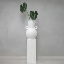 Fibreglass Square Ripple Plinth Matte White (33x33x91cmH)