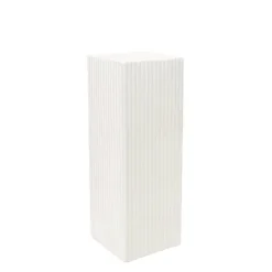 Fibreglass Square Ripple Plinth Gloss White (32x32x71cmH)