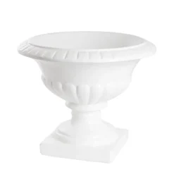 Fibreglass Squat Urn Gloss White (42cmDx35cmH)