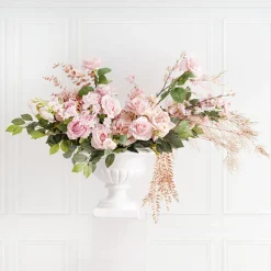 Fibreglass Squat Urn Gloss White (42cmDx35cmH)