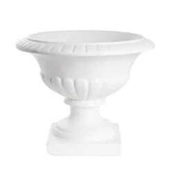 Fibreglass Squat Urn Gloss White (42cmDx35cmH)