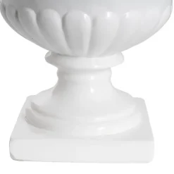 Fibreglass Squat Urn Gloss White (42cmDx35cmH)