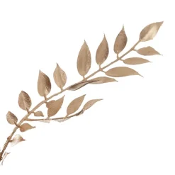 Ficus Leaf Short Stem Spray Metallic Champagne (35cmH)