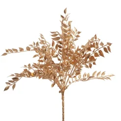 Ficus Leaf Short Stem Spray Metallic Gold (35cmH)
